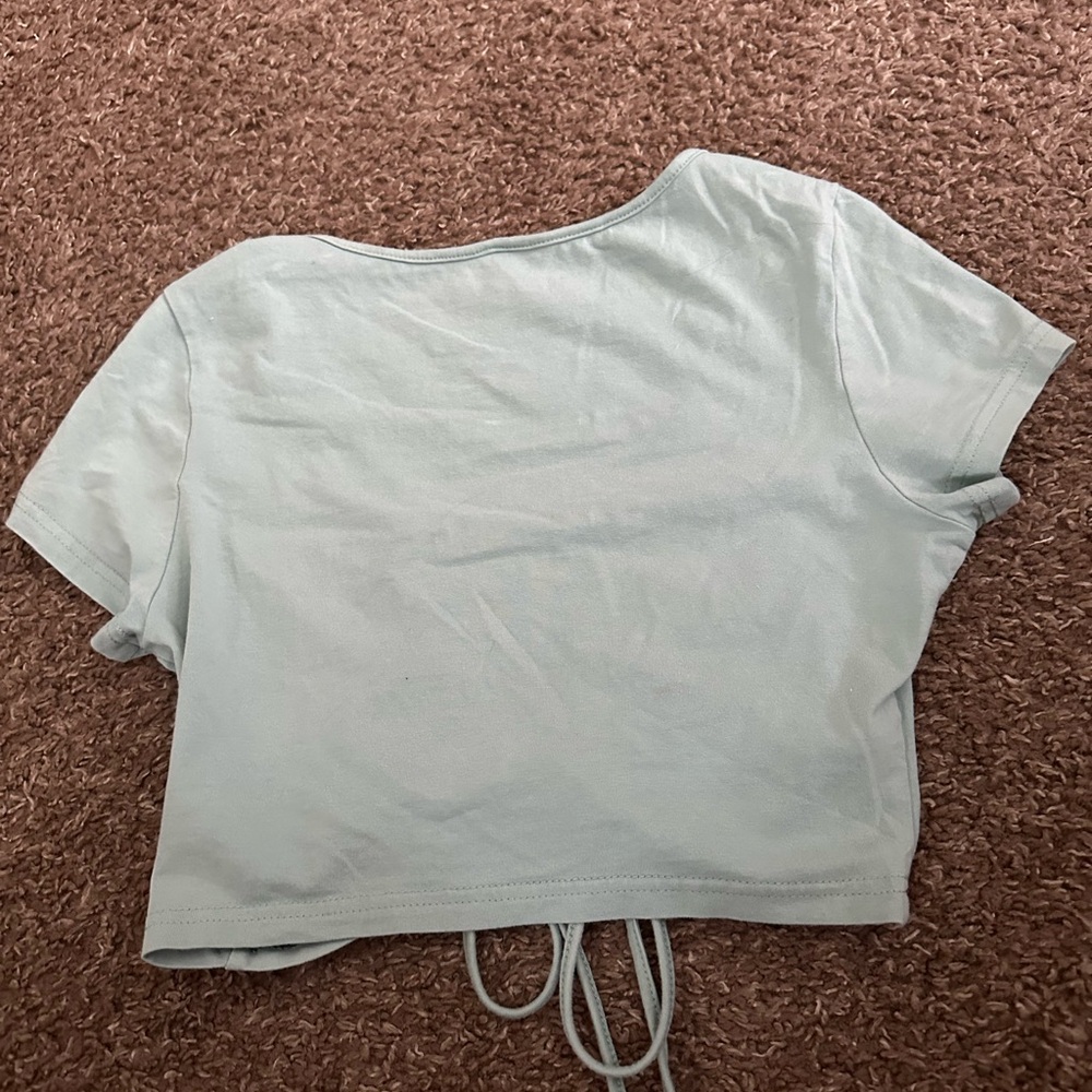 Light Blue Ruched Crop Top - Picture 5 of 7